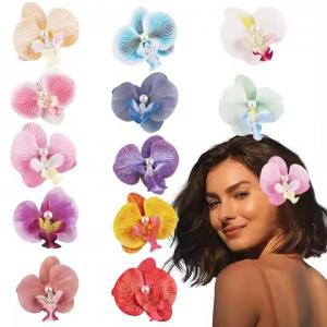 Artificial Phalaenopsis Seaside Vacation Hair Clip Side Bangs Girls Hairpin(CFHA25017)