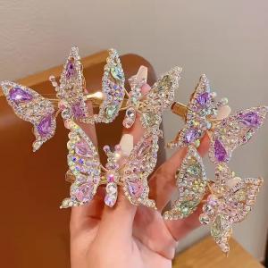 Moving Butterfly Rhinestone Children's Hairpin Side Clip Bangs Hairpin Headwear(CFHA25010) 