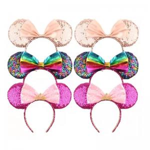 Sequin Bow Headband Mickey Hair hoop Adult Children Photo Headwear(CFHA25021) 