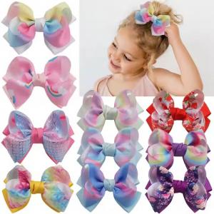 Double-layer Children's Bow Hair Accessories Rainbow Gradient Baby Hair Clip (CFHA25019)