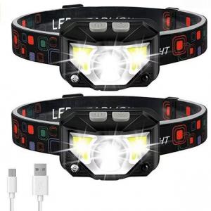 USB Rechargeable Waterproof Sensing Light Warning Red LED Headlight (CFPL24005)